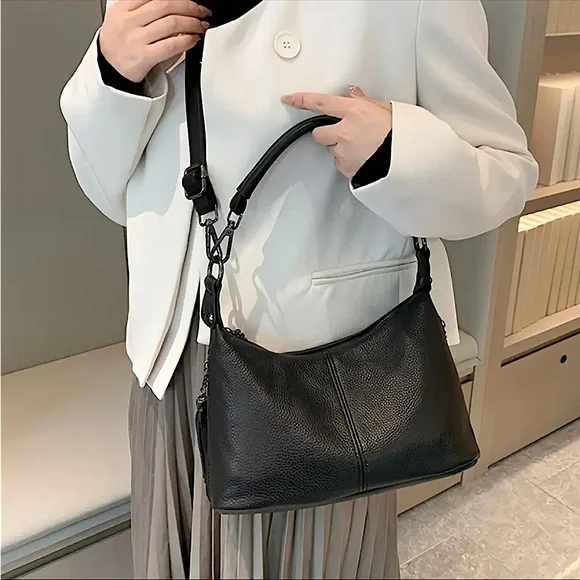 Genuine Leather Handbag + Adjustable Strap - Picture 3 of 6